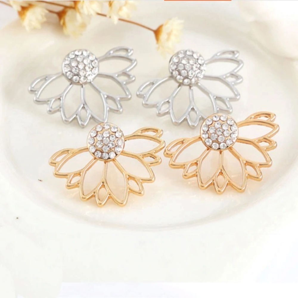 NEW!๐๐๐ผFLOWER BLING JACKET STUDS! ๐ผ๐๐GOLDEN! - Picture 4 of 8